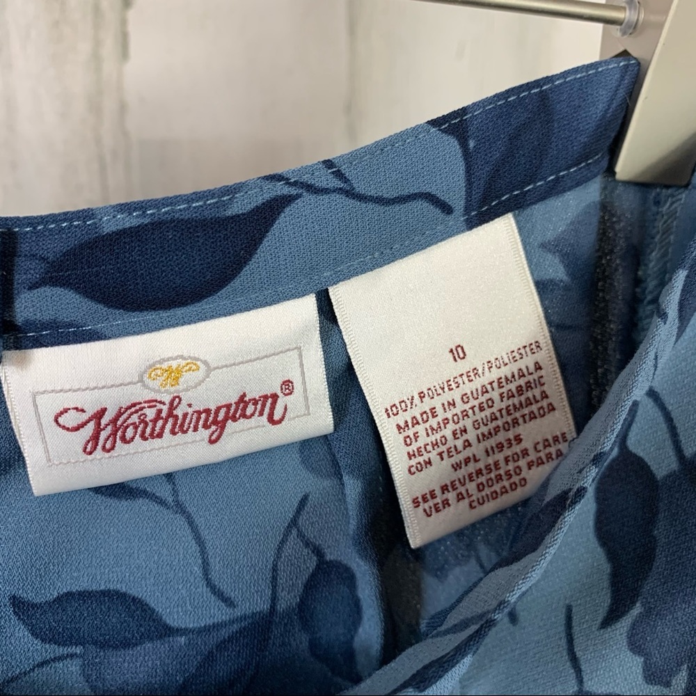 Vintage 90s/Y2K Blue Floral Shadow Print Midi Skirt - Picture 10 of 12